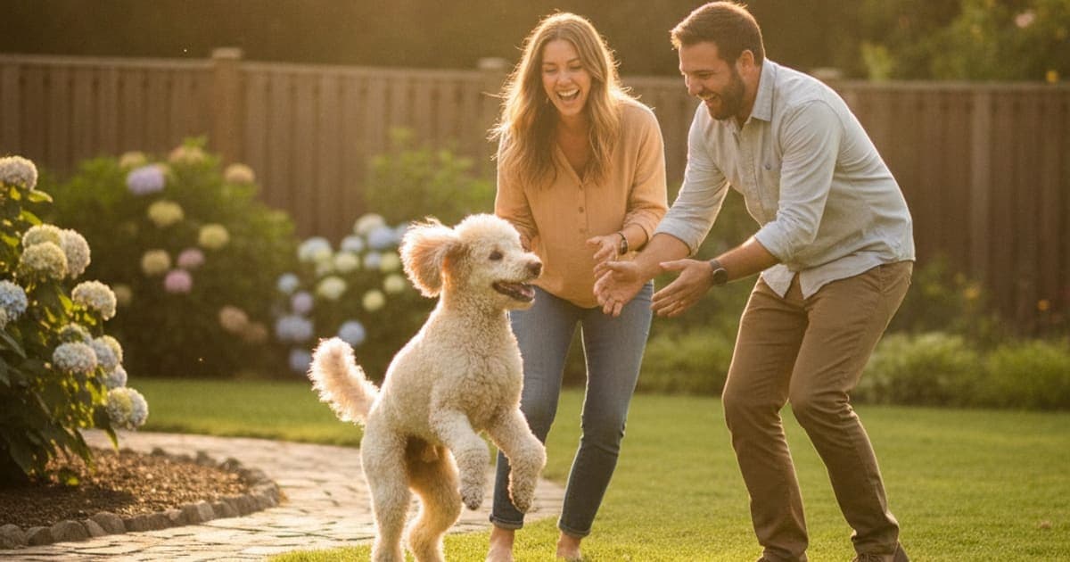 A dog being cared for at home, illustrating joint support for poodles: what actually helps
