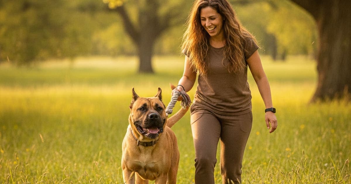 A dog being cared for at home, illustrating joint support for presa canarios: what actually helps