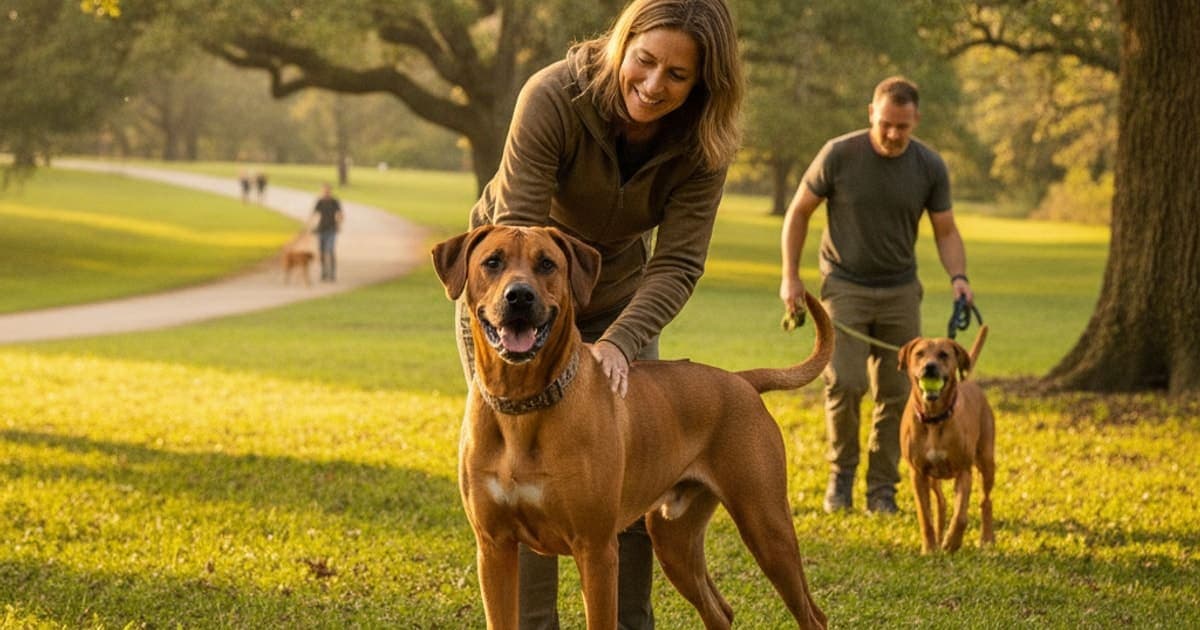 A dog being cared for at home, illustrating joint support for rhodesian ridgebacks: what helps