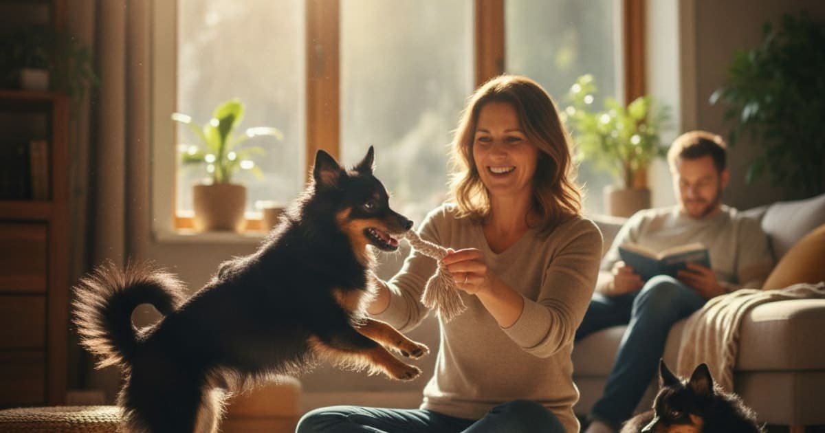 A dog being cared for at home, illustrating joint support for schipperkes: what actually helps