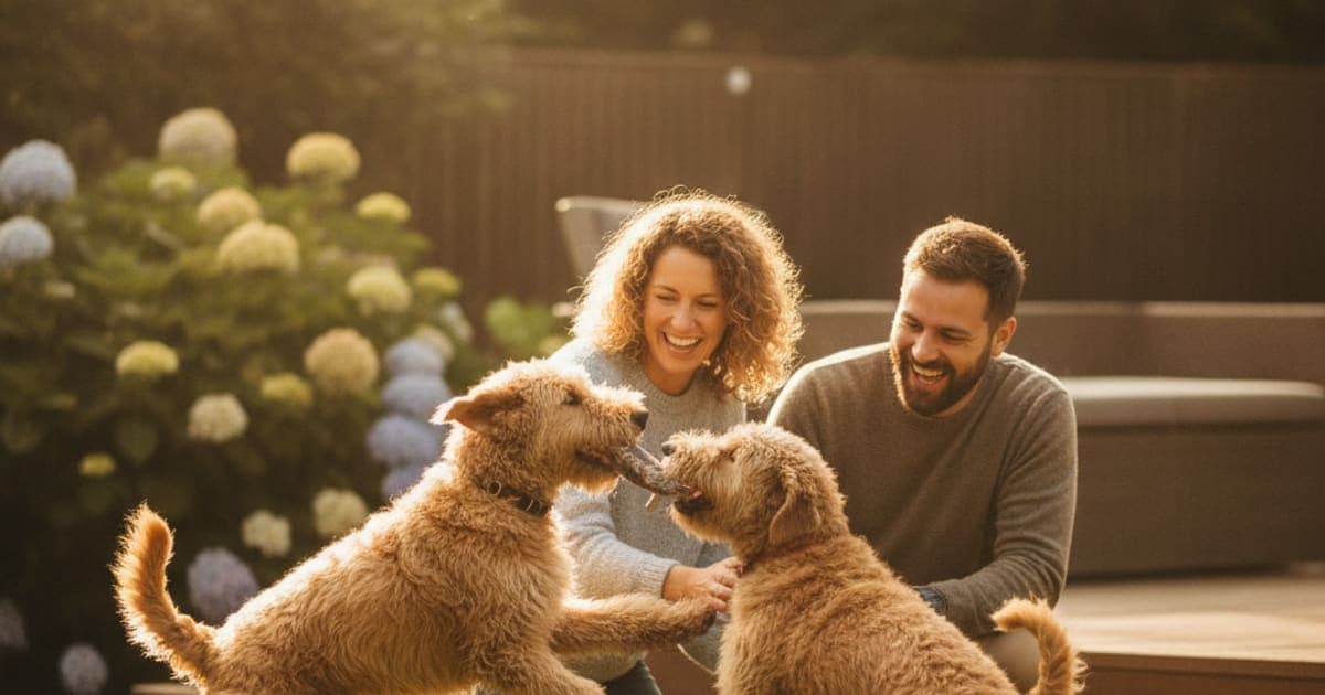 A dog being cared for at home, illustrating joint support for soft coated wheaten terriers: what helps