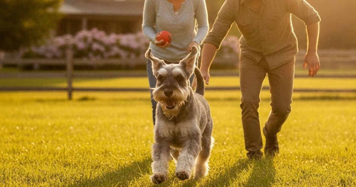 A dog being cared for at home, illustrating joint support for standard schnauzers: what helps
