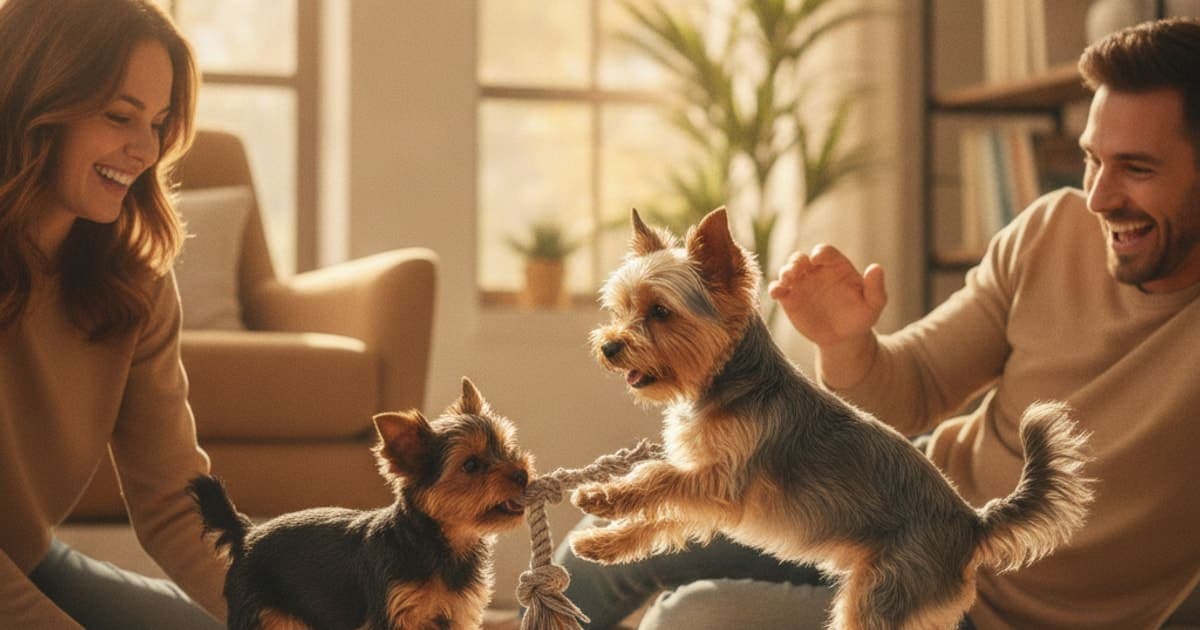 A dog being cared for at home, illustrating joint support for yorkshire terriers: what actually helps