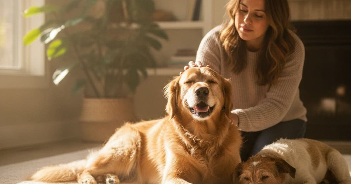 A dog being cared for at home, illustrating k9-repair and dogs with cushing's: what owners need to know