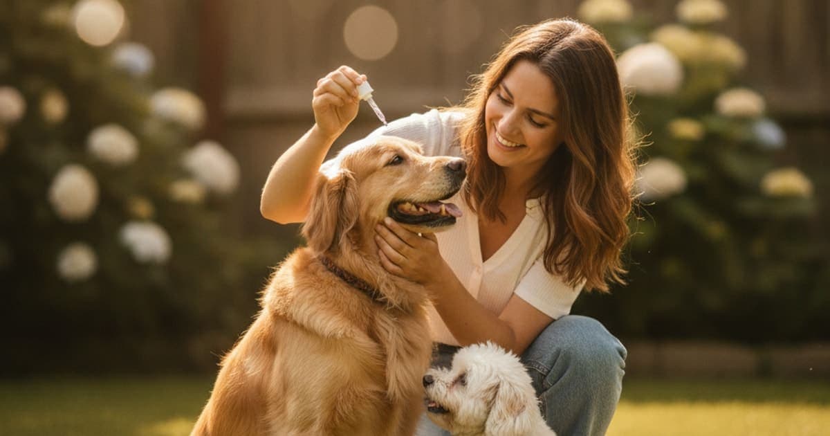 A dog being cared for at home, illustrating k9-repair dosage chart