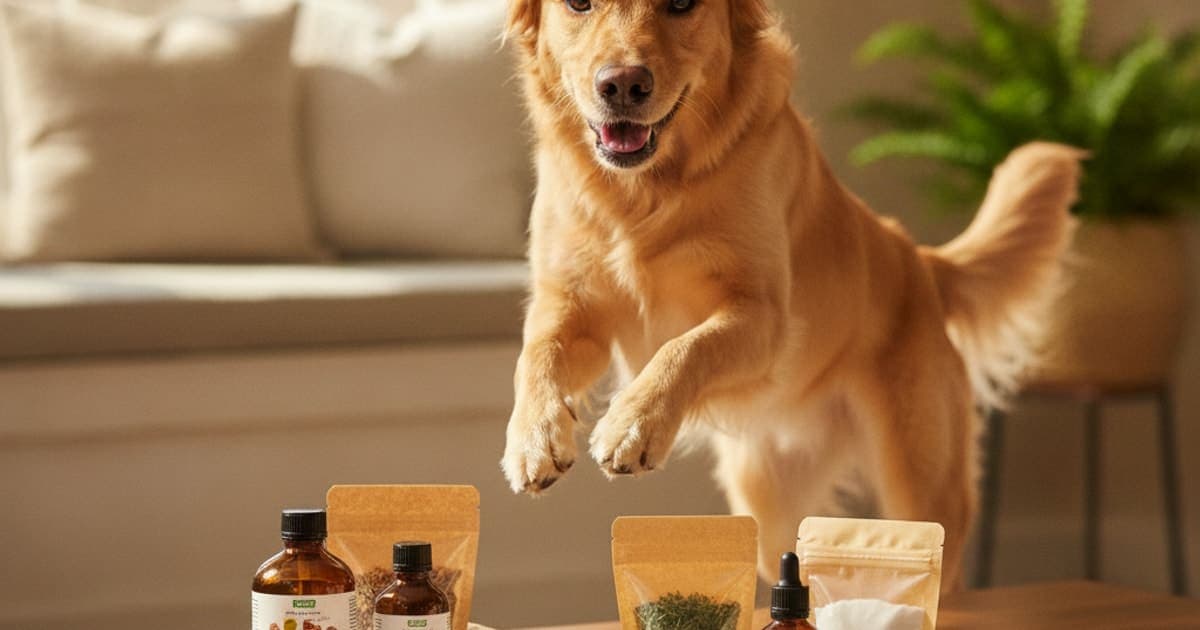 A dog being cared for at home, illustrating k9-repair double dose