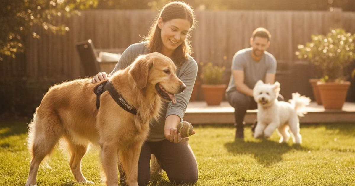 A dog being cared for at home, illustrating bicipital tenosynovitis in dogs
