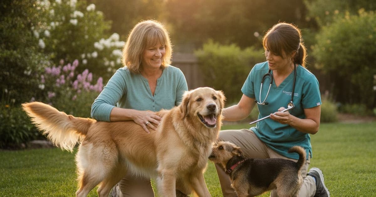 A dog being cared for at home, illustrating k9-repair for cauda equina syndrome in dogs: does it work