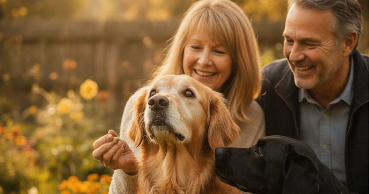 A dog being cared for at home, illustrating k9-repair for cognitive decline in dogs: does it work