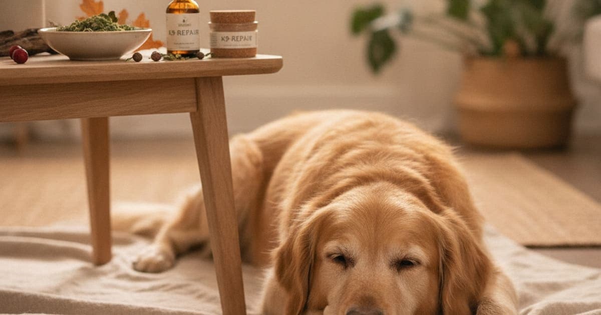 A dog being cared for at home, illustrating k9-repair for dogs on nsaids: what owners should know