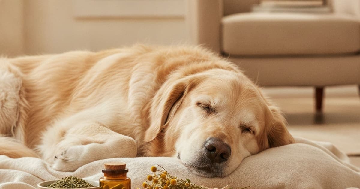 A dog being cared for at home, illustrating k9-repair for dogs over 12