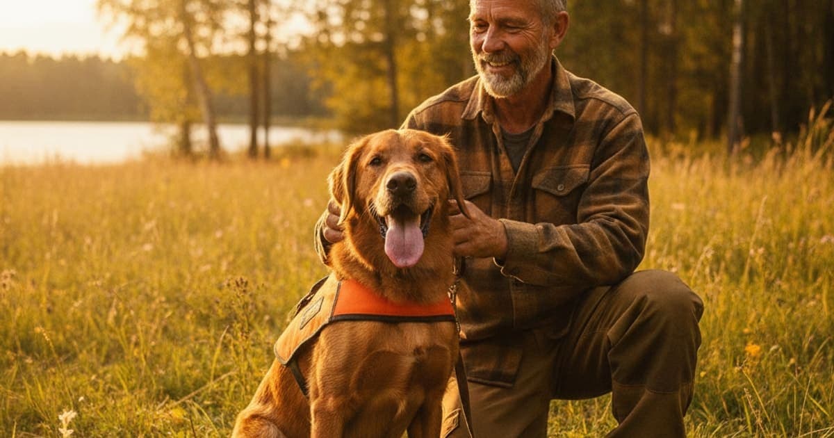 A dog being cared for at home, illustrating k9-repair for hunting dogs