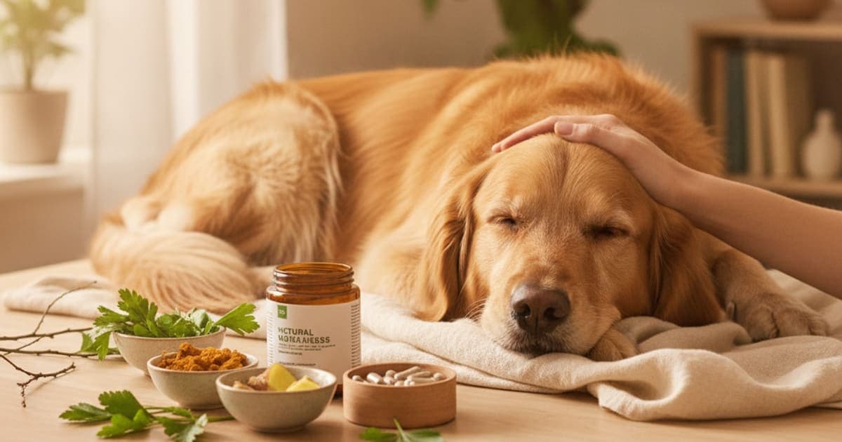 A dog being cared for at home, illustrating k9-repair for leaky gut in dogs: does it work
