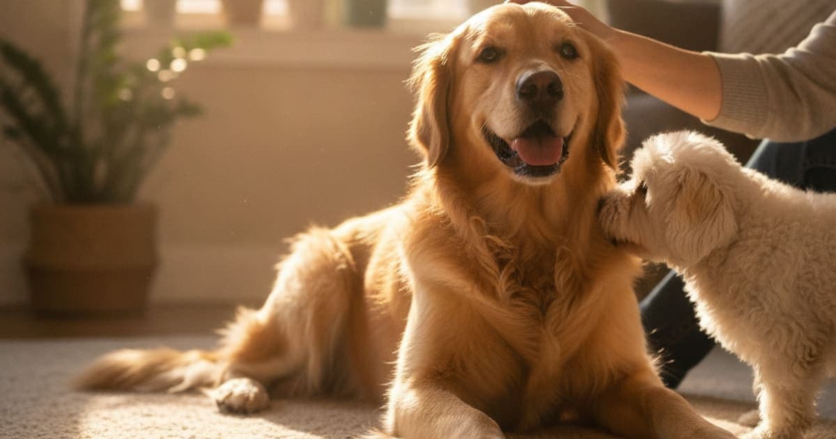 A dog being cared for at home, illustrating k9-repair for lick granuloma in dogs: does it work