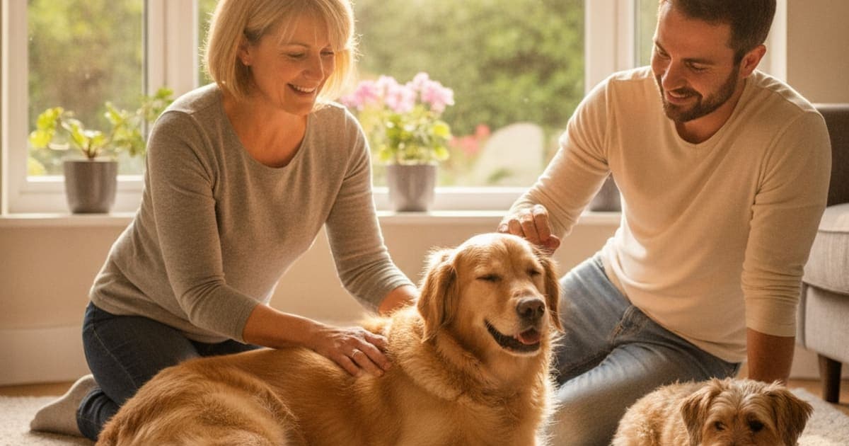 A dog being cared for at home, illustrating k9-repair for muscle tear in dogs: does it work