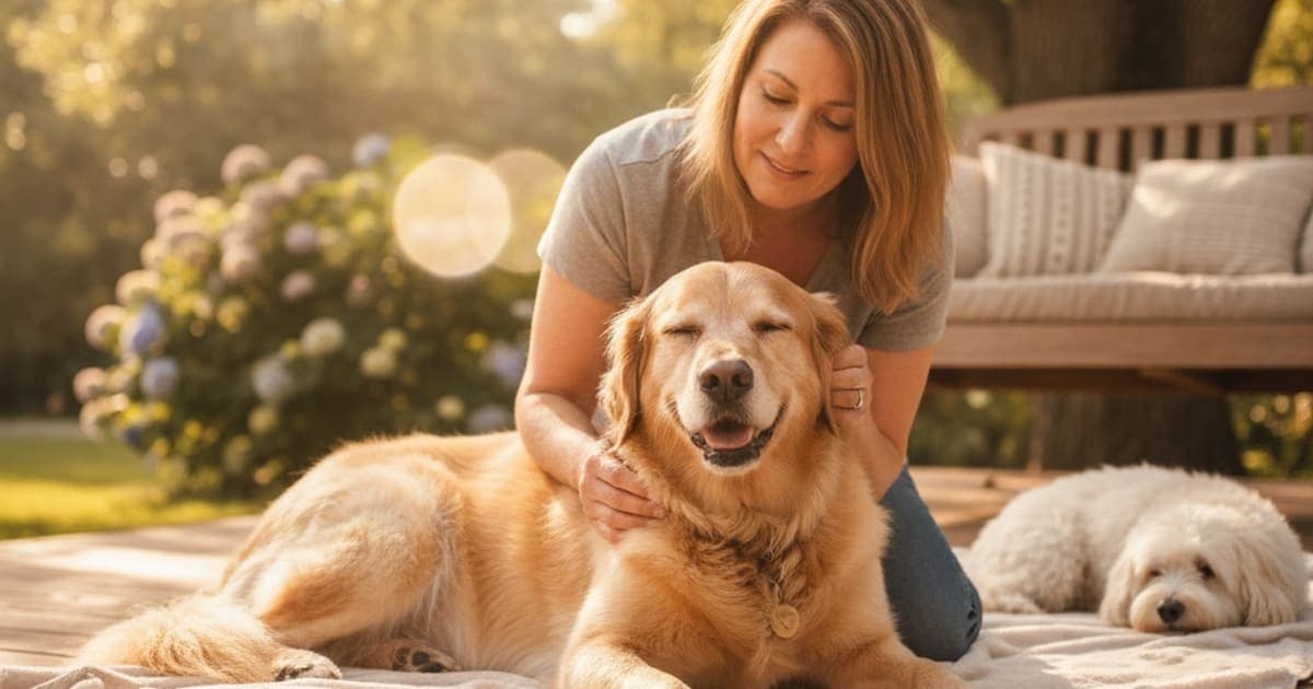 A dog being cared for at home, illustrating does k9-repair help a dog with pressure sores