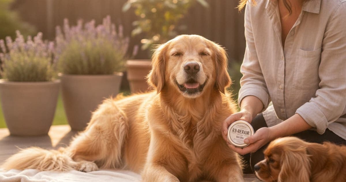 A dog being cared for at home, illustrating k9-repair for show dogs: what handlers should know