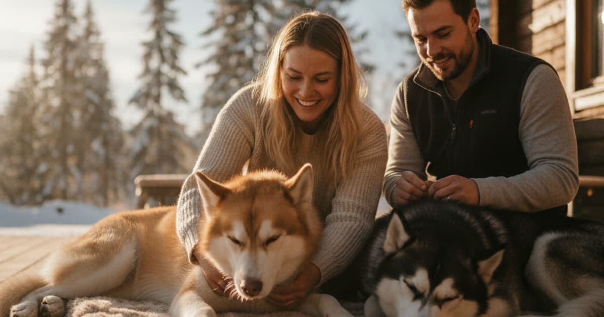 A dog being cared for at home, illustrating k9-repair for sled dogs: working dog joint support