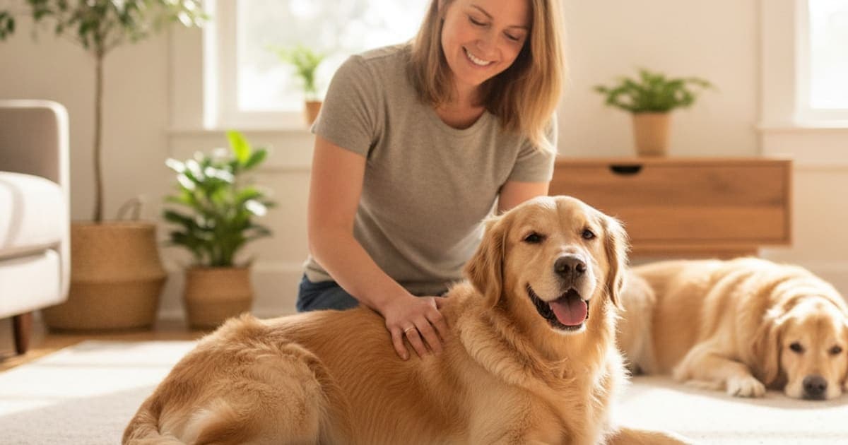 A dog being cared for at home, illustrating k9-repair for spinal injury in dogs: does it work