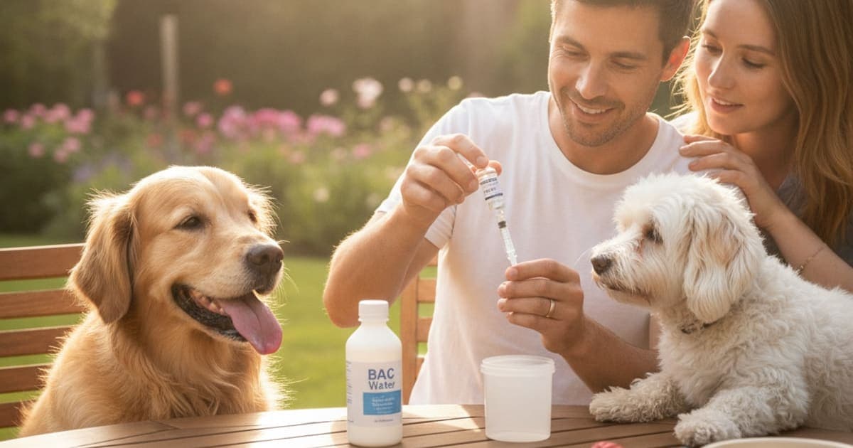 A dog being cared for at home, illustrating k9-repair: how much bac water? (reconstitution basics)