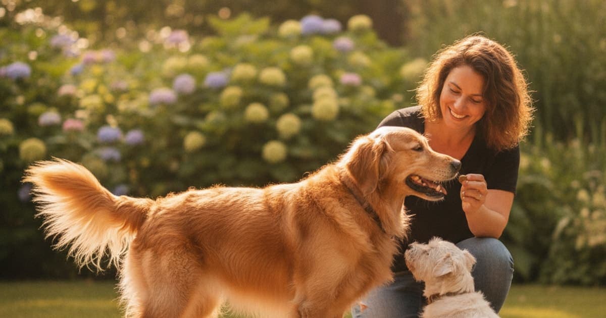 A dog being cared for at home, illustrating k9-repair loading dose