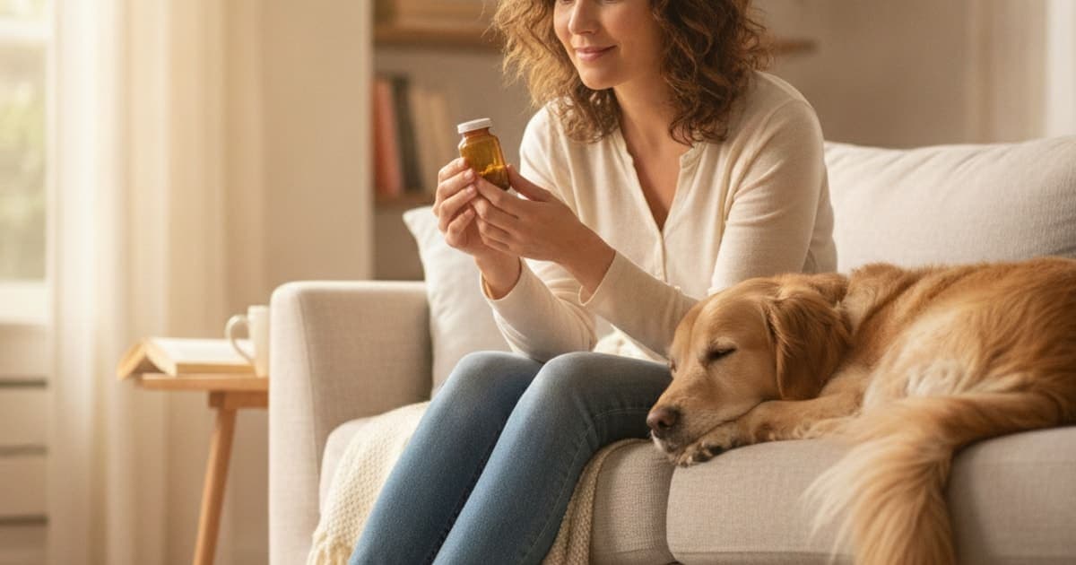 A dog being cared for at home, illustrating k9-repair missed dose: what to do if you skip a day
