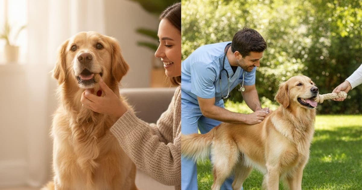 A dog being cared for at home, illustrating k9-repair oral vs injection