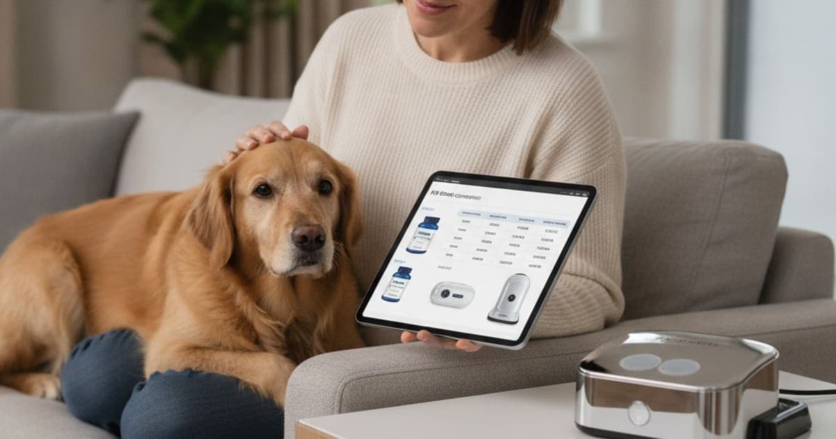 A dog being cared for at home, illustrating k9-repair price comparison 2026