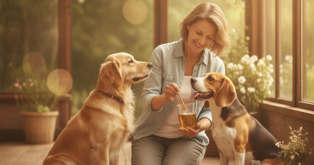 A dog being cared for at home, illustrating k9-repair reconstitution guide