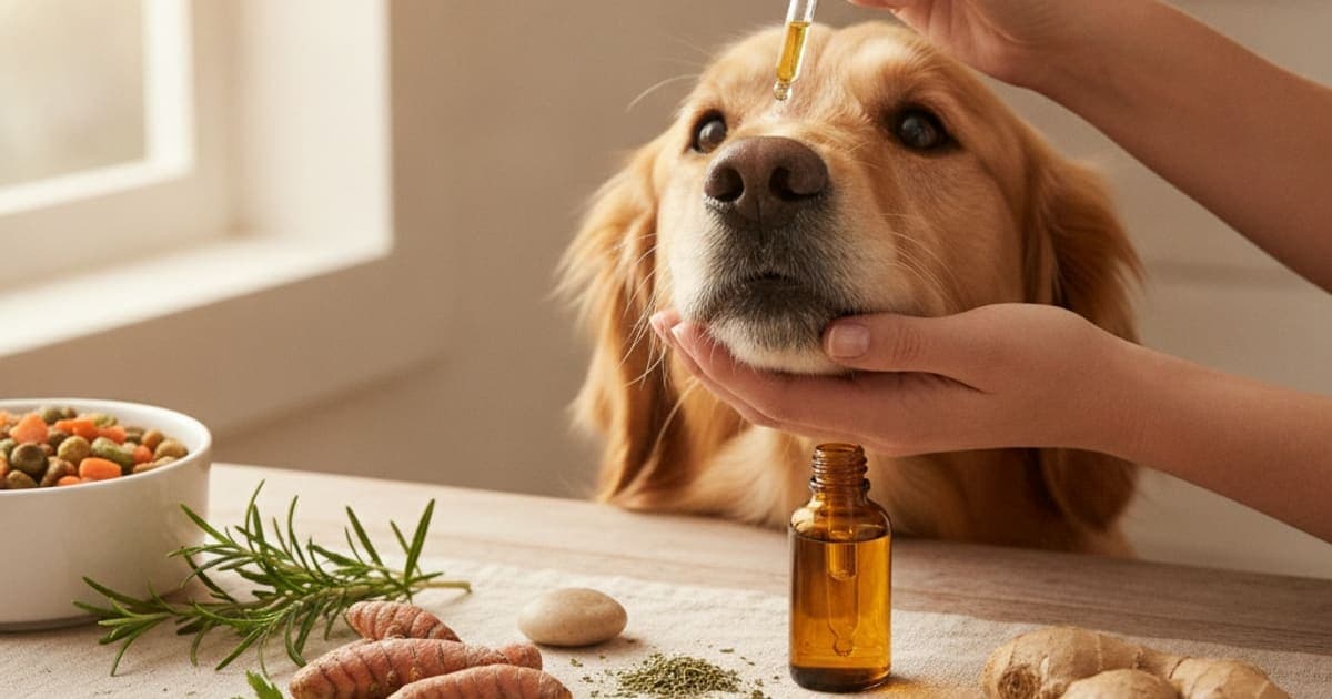 A dog being cared for at home, illustrating k9-repair starting dose: how it's determined