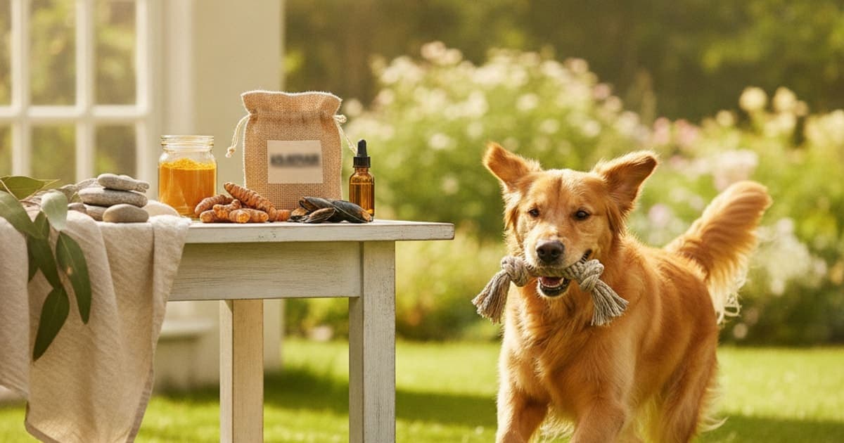 A dog being cared for at home, illustrating k9-repair vs curcumin: which works better for dogs