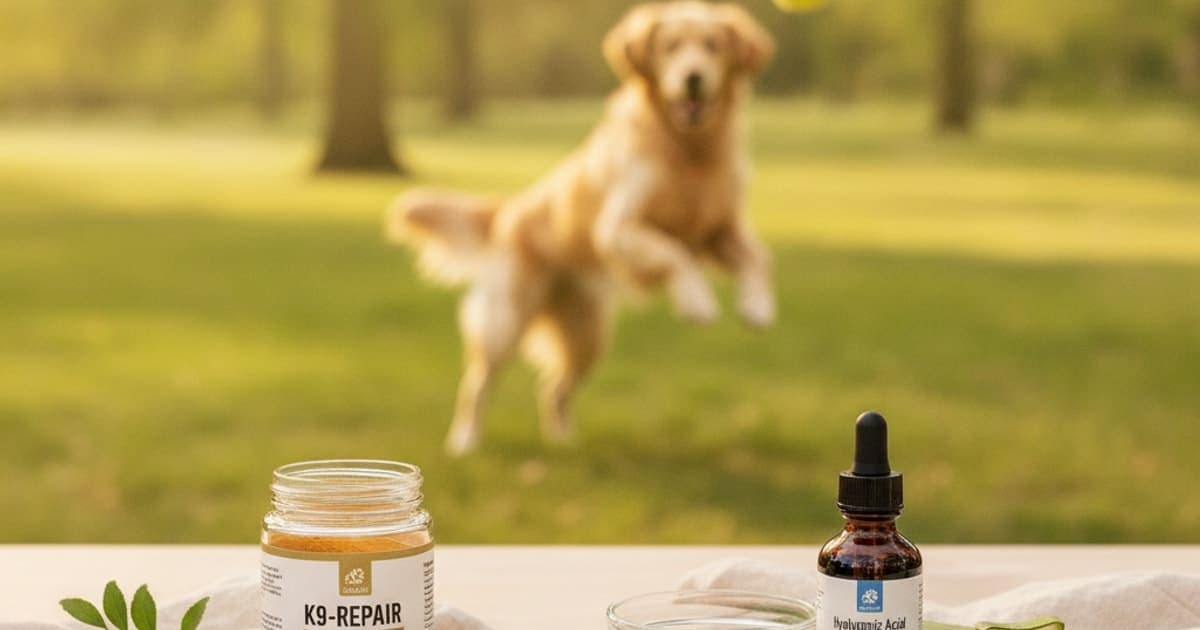 A dog being cared for at home, illustrating k9-repair vs hyaluronic acid: which works better