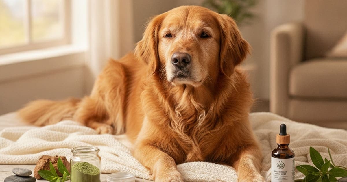 A dog being cared for at home, illustrating kidney support supplements for dogs: what to look for