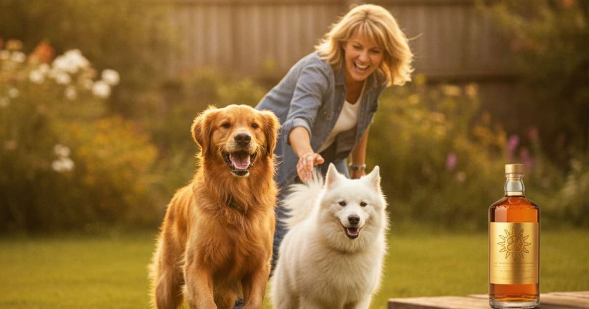A dog being cared for at home, illustrating liquid gold dog supplements: what the label really means