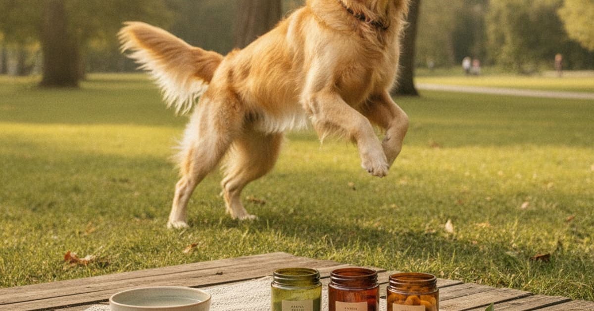 A dog being cared for at home, illustrating luvsome dog supplements