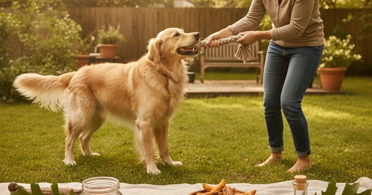 A dog being cared for at home, illustrating luxating patella dog supplements