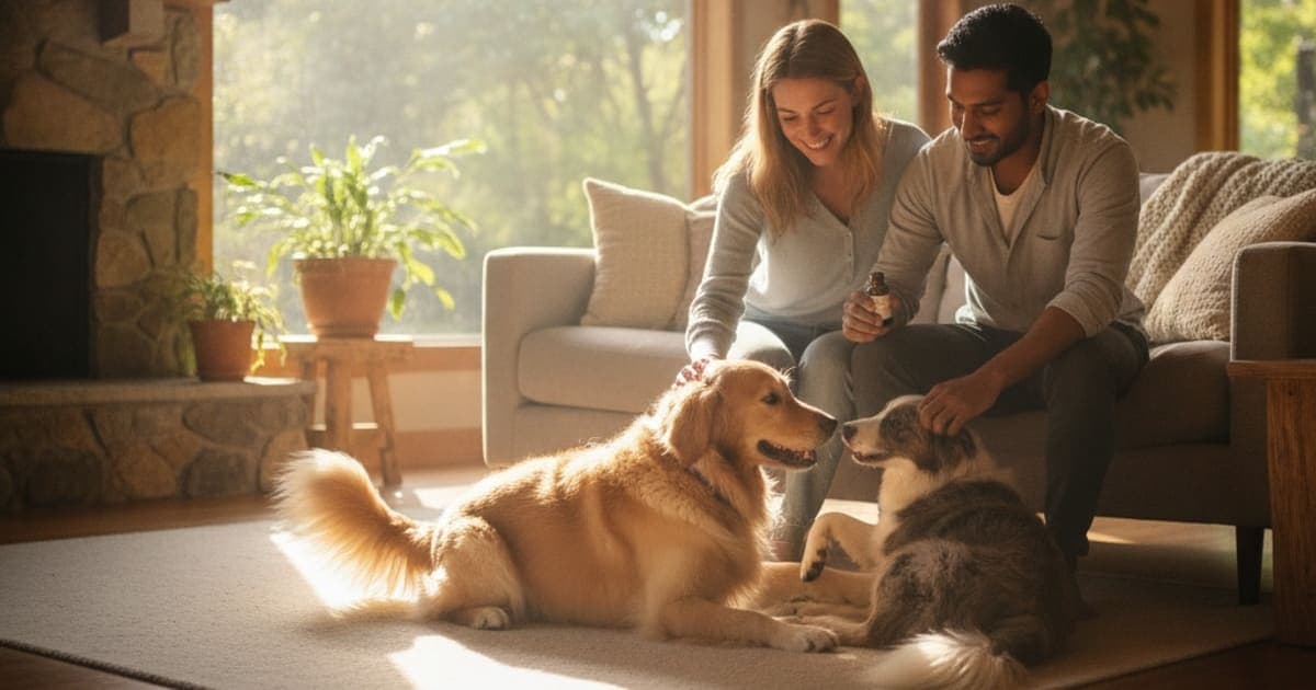 A dog being cared for at home, illustrating meloxicam alternatives for dogs
