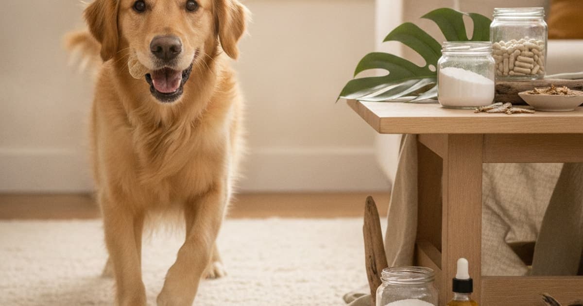 A dog being cared for at home, illustrating msm vs esm for dogs
