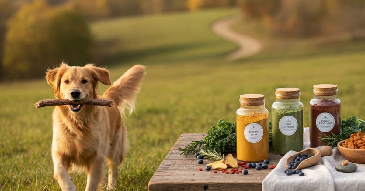 A dog being cared for at home, illustrating native dog supplements