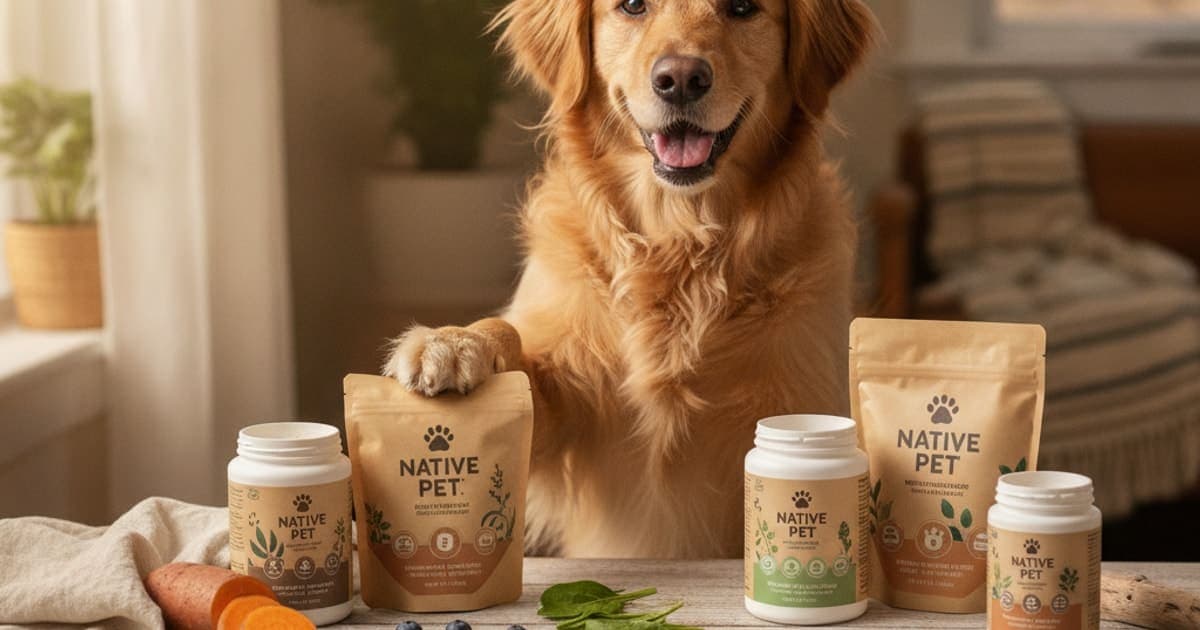 A dog being cared for at home, illustrating native pet dog supplements