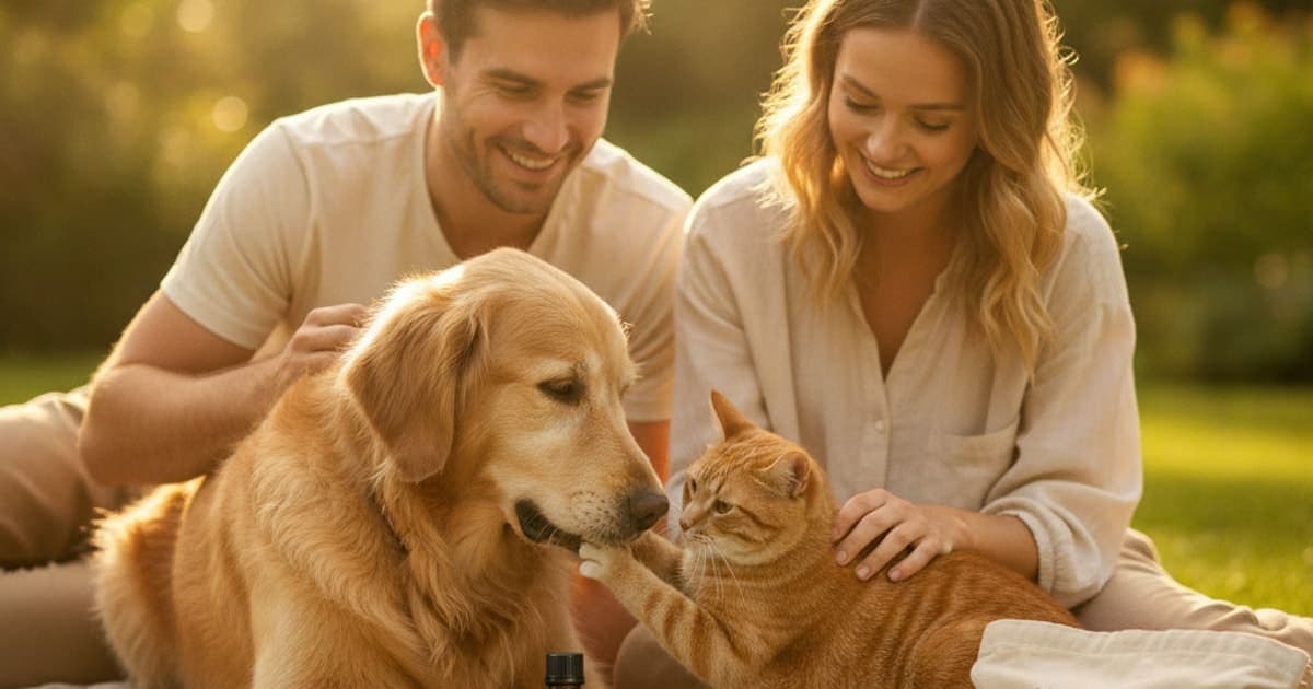 A dog being cared for at home, illustrating natural supplements for dogs and cats: how to choose