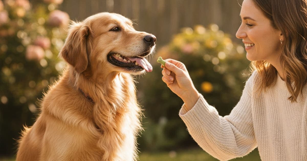 A dog being cared for at home, illustrating nutrient supplements for dogs