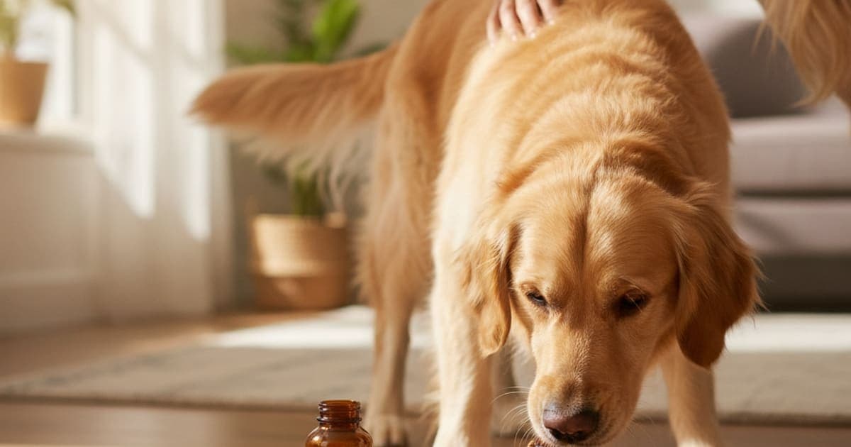 A dog being cared for at home, illustrating omega-3 epa and dha ratio for dogs: reading labels