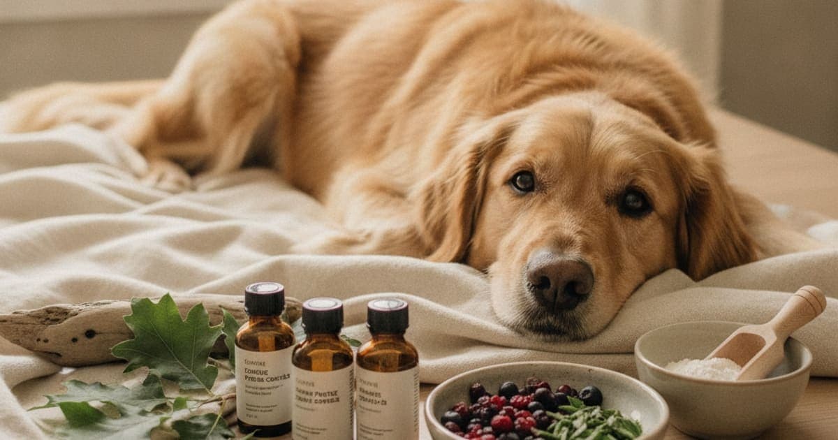 A dog being cared for at home, illustrating what are peptides for dogs? (an owner's introduction)