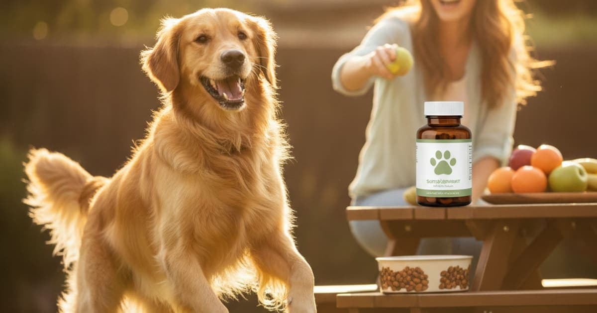 A dog being cared for at home, illustrating pet health supplements for dogs