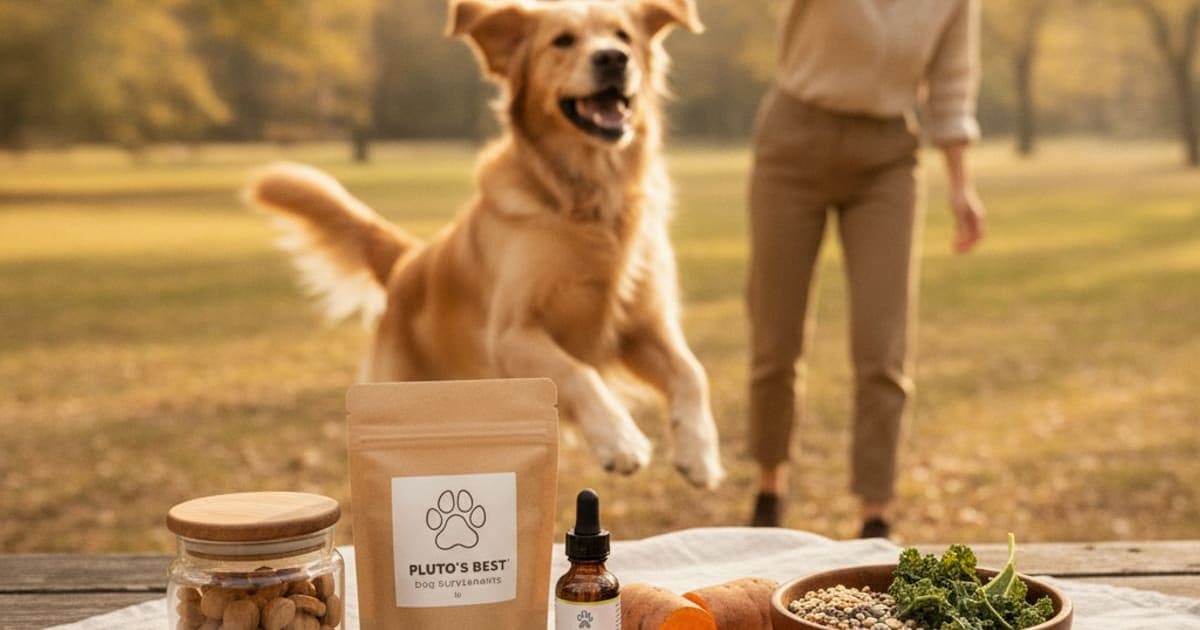 A dog being cared for at home, illustrating pluto dog supplements: how to evaluate what you buy