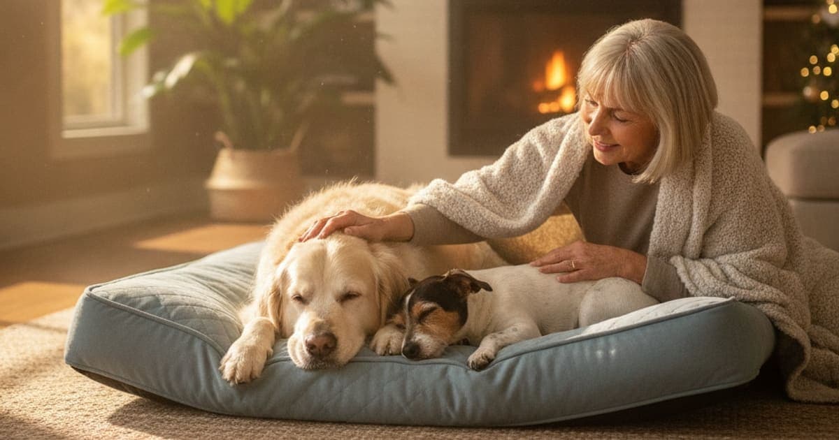 A dog being cared for at home, illustrating pressure sores in dogs: signs, causes and what helps