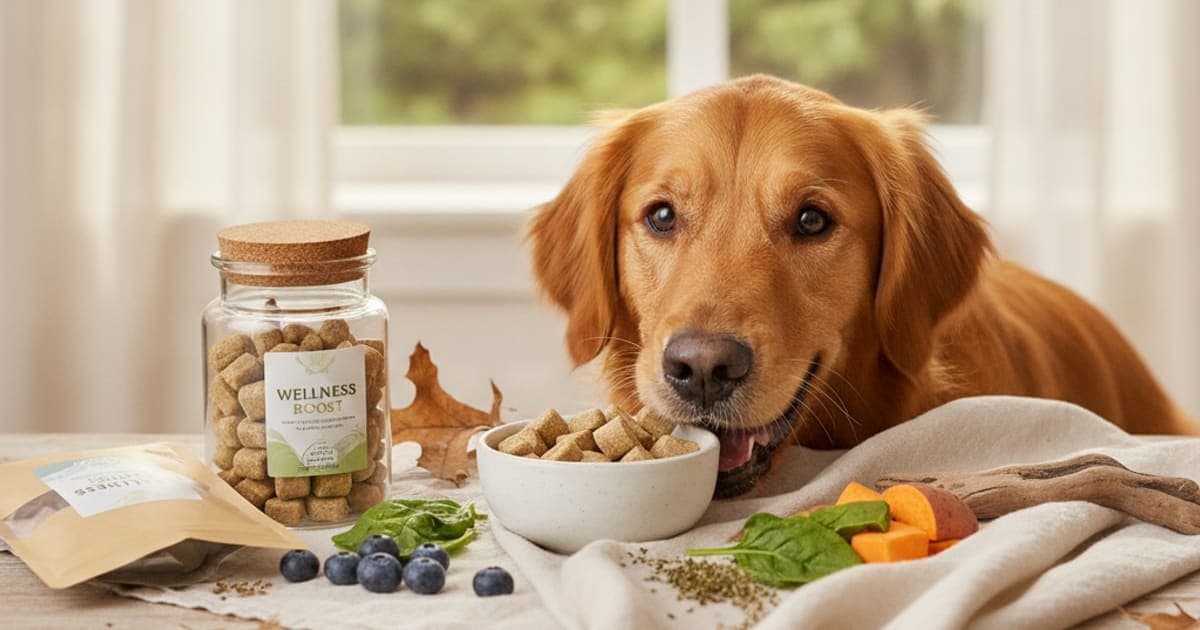 A dog being cared for at home, illustrating what is the best gut health supplement for dogs