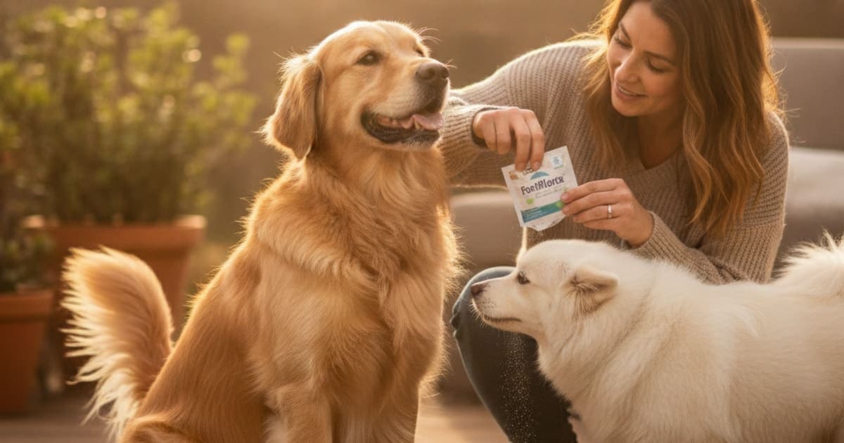 A dog being cared for at home, illustrating fortiflora for dogs: what purina's probiotic supports