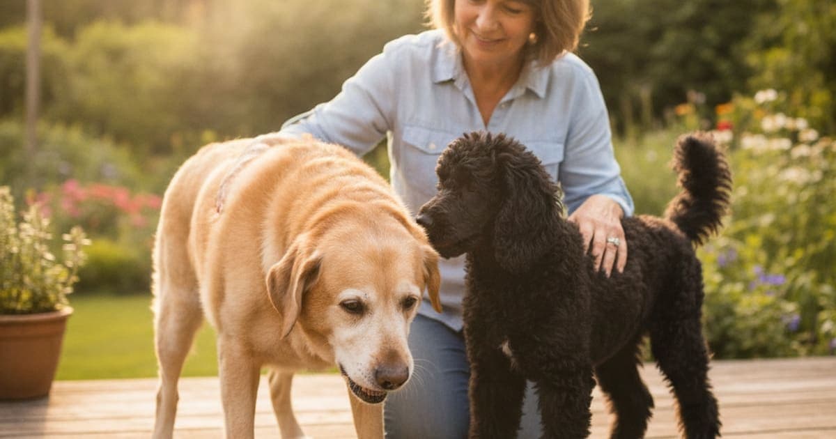 A dog being cared for at home, illustrating raw diet for dog arthritis